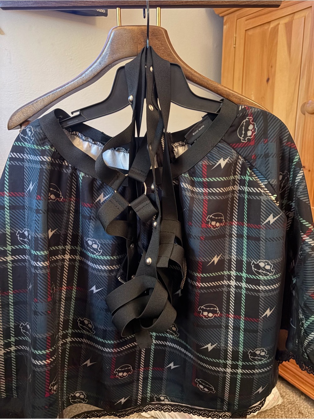 monster high Black Top with Subtle Teal Stitching